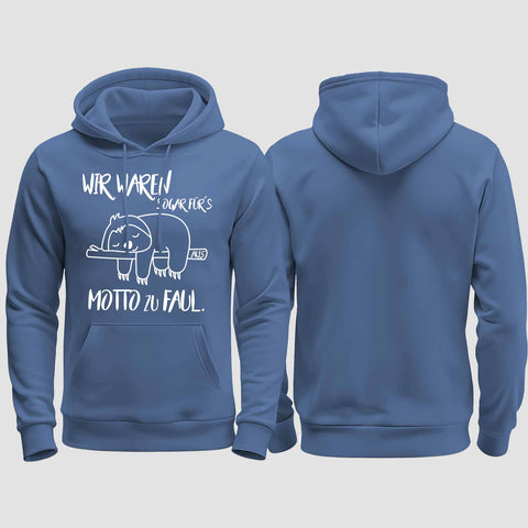 1010 "zu Faul" Abschluss regular College Hoodie einseitig bedruckt