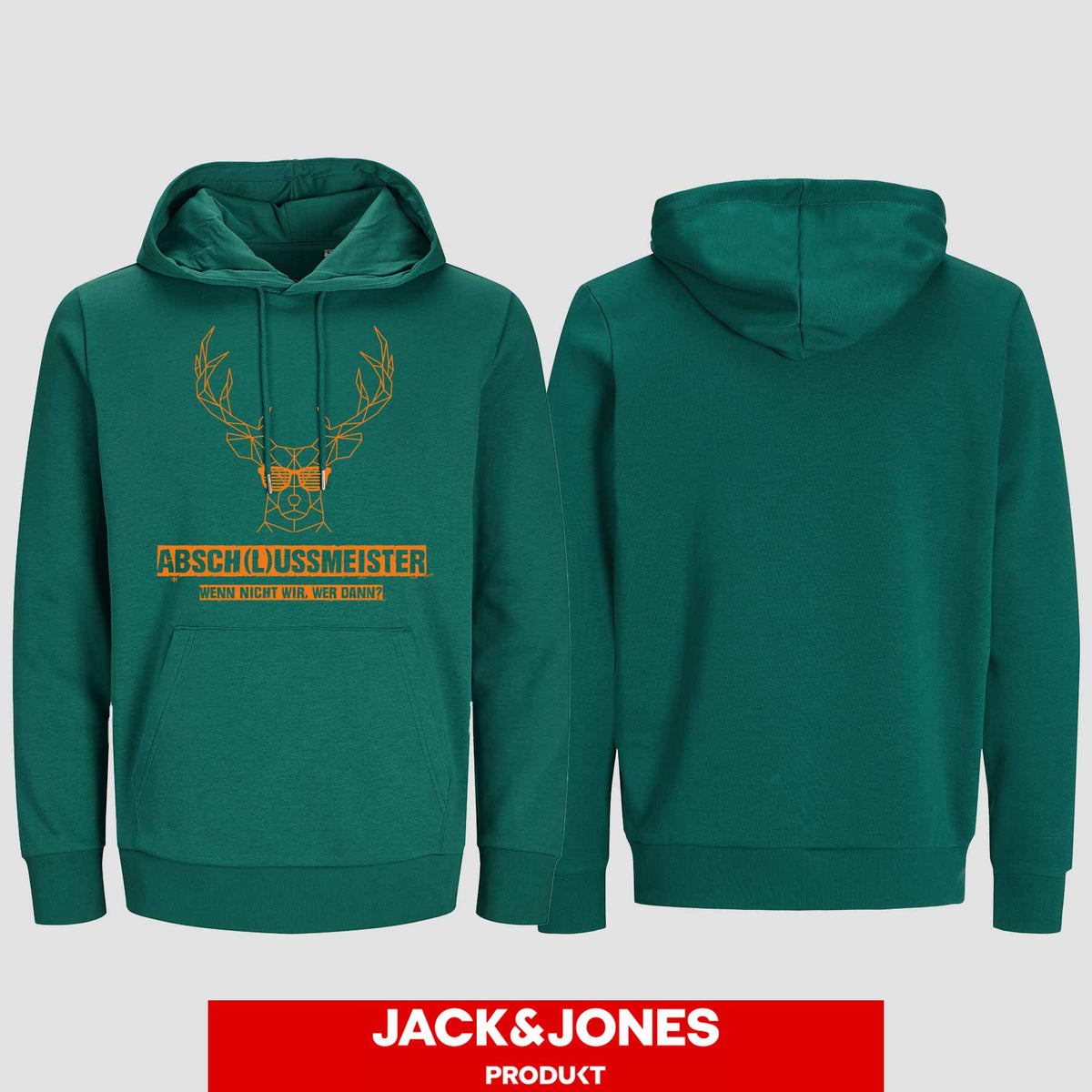 1013 "Absch(l)ussmeister Brille" Abschluss Hoodie by Jack&Jones einseitig bedruckt