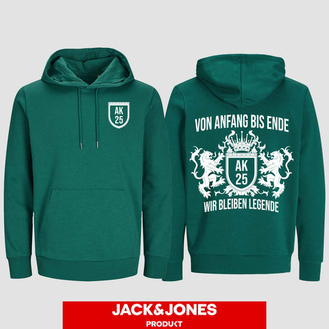 1023 "Von Anfang bis Ende" Abschluss Hoodie by Jack&Jones beidseitig bedruckt