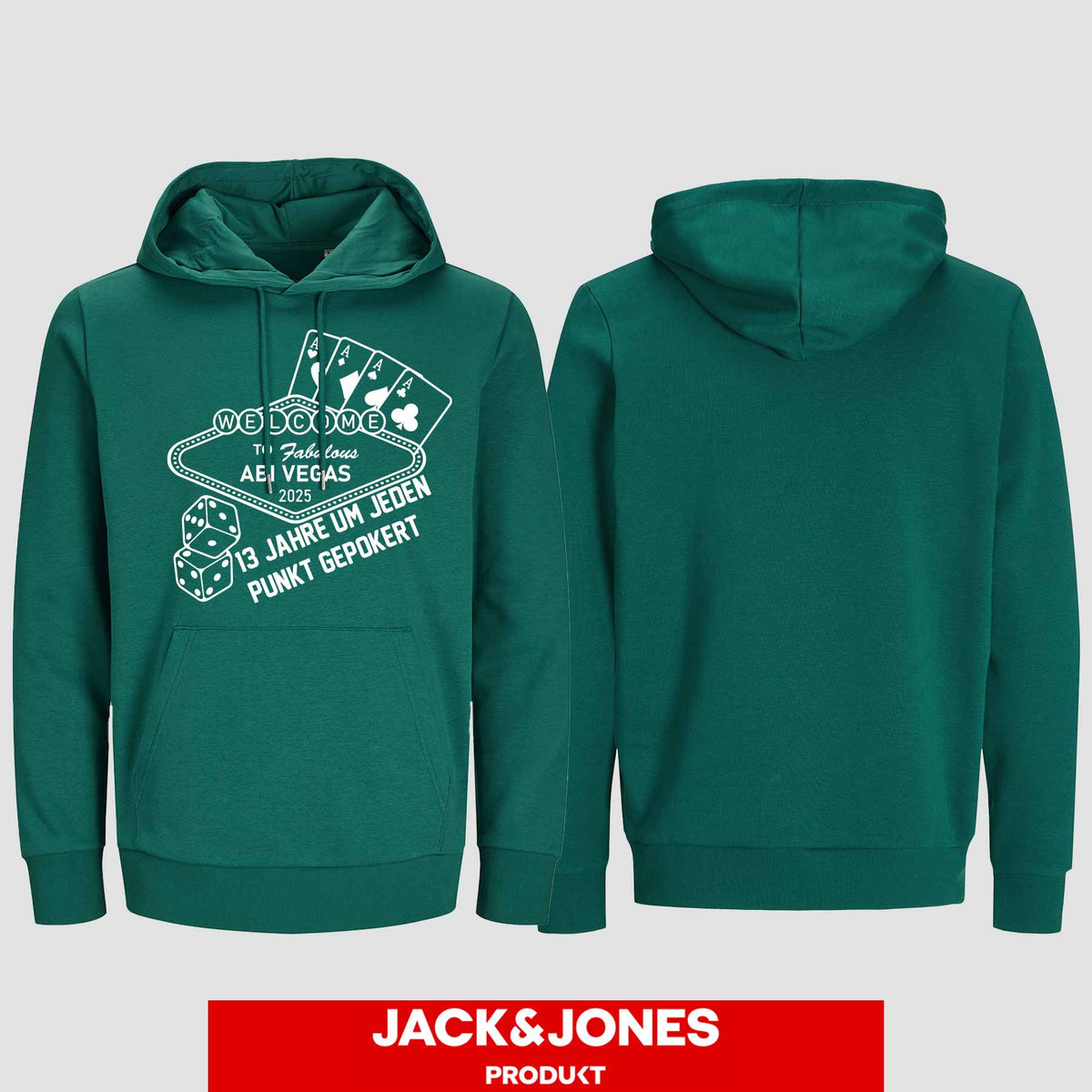 1012 "ABI VEGAS" Abi Hoodie by Jack&Jones einseitig bedruckt