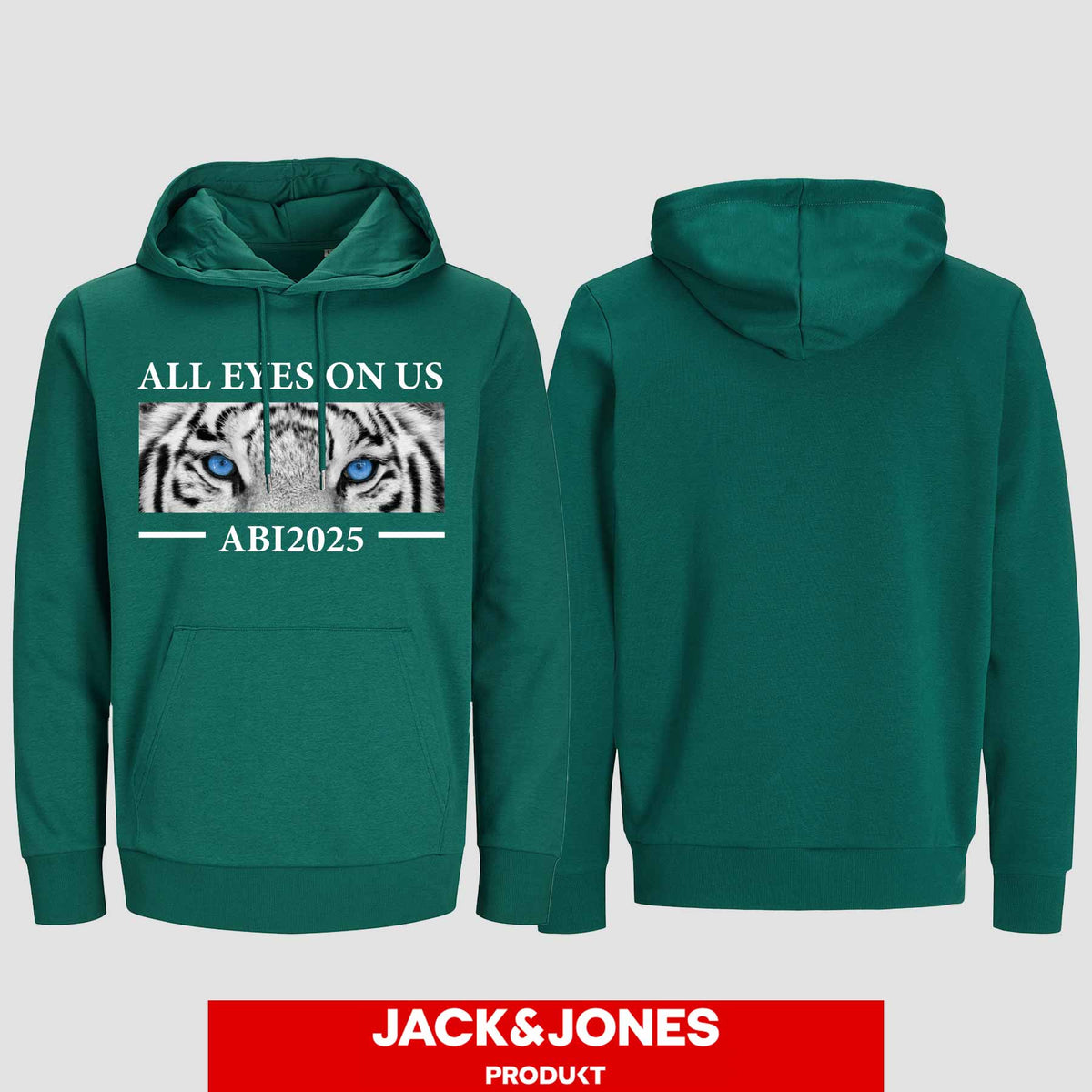 1021 "All Eyes on Us Tiger" ABI Hoodie by Jack&Jones einseitig bedruckt