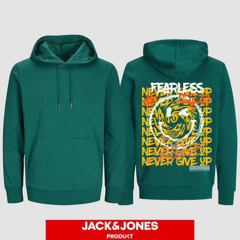 1020 "NEVER GIVE UP" Abschluss Hoodie by Jack&Jones einseitig bedruckt