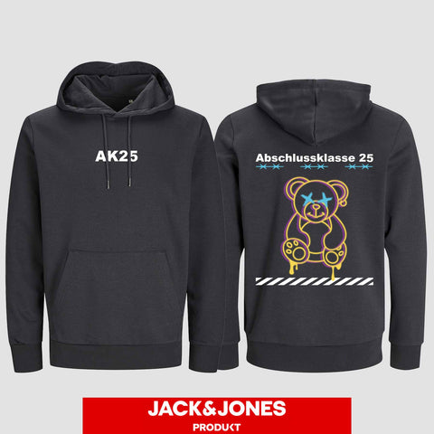 1016 "Teddy X" Abschluss Hoodie by Jack&Jones beidseitig bedruckt