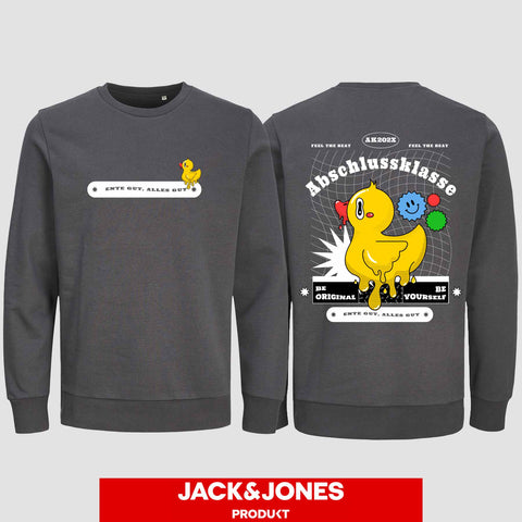 1053 "Ente gut, alles gut" Abschluss Sweatshirt by Jack&Jones beidseitig bedruckt