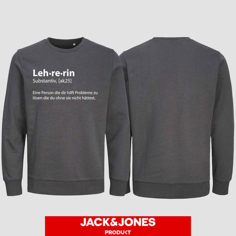 1049 "Definition Lehrerin" Abschluss Sweatshirt by Jack&Jones einseitig bedruckt