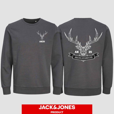 1017 "Abschlussmeister Polygon" Abschluss Sweatshirt by Jack&Jones beidseitig bedruckt