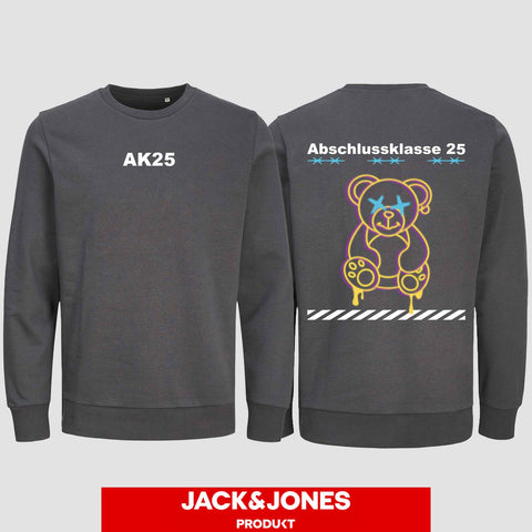 1016 "Teddy X" Abschluss Sweatshirt by Jack&Jones beidseitig bedruckt