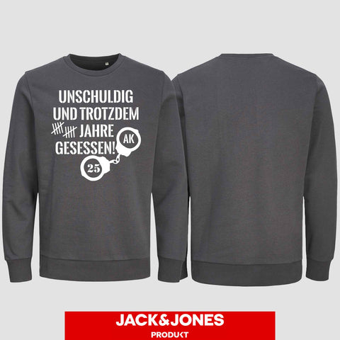 1008 "Unschuldig gesessen" Abschluss Sweatshirt by Jack&Jones einseitig bedruckt