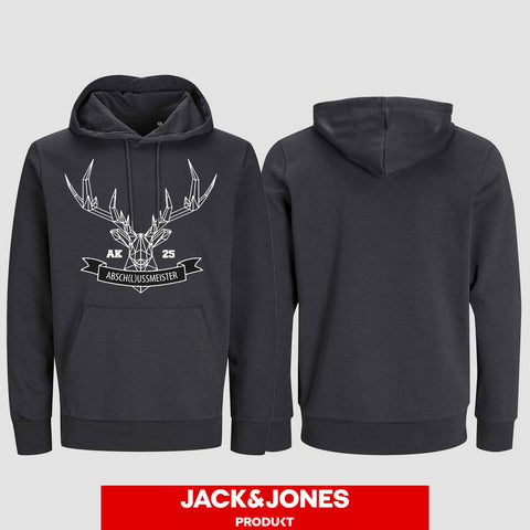 1015 "Absch(l)ussmeister polygon" Abschluss Hoodie by Jack&Jones einseitig bedruckt