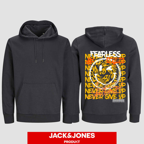 1020 "NEVER GIVE UP" Abschluss Hoodie by Jack&Jones einseitig bedruckt