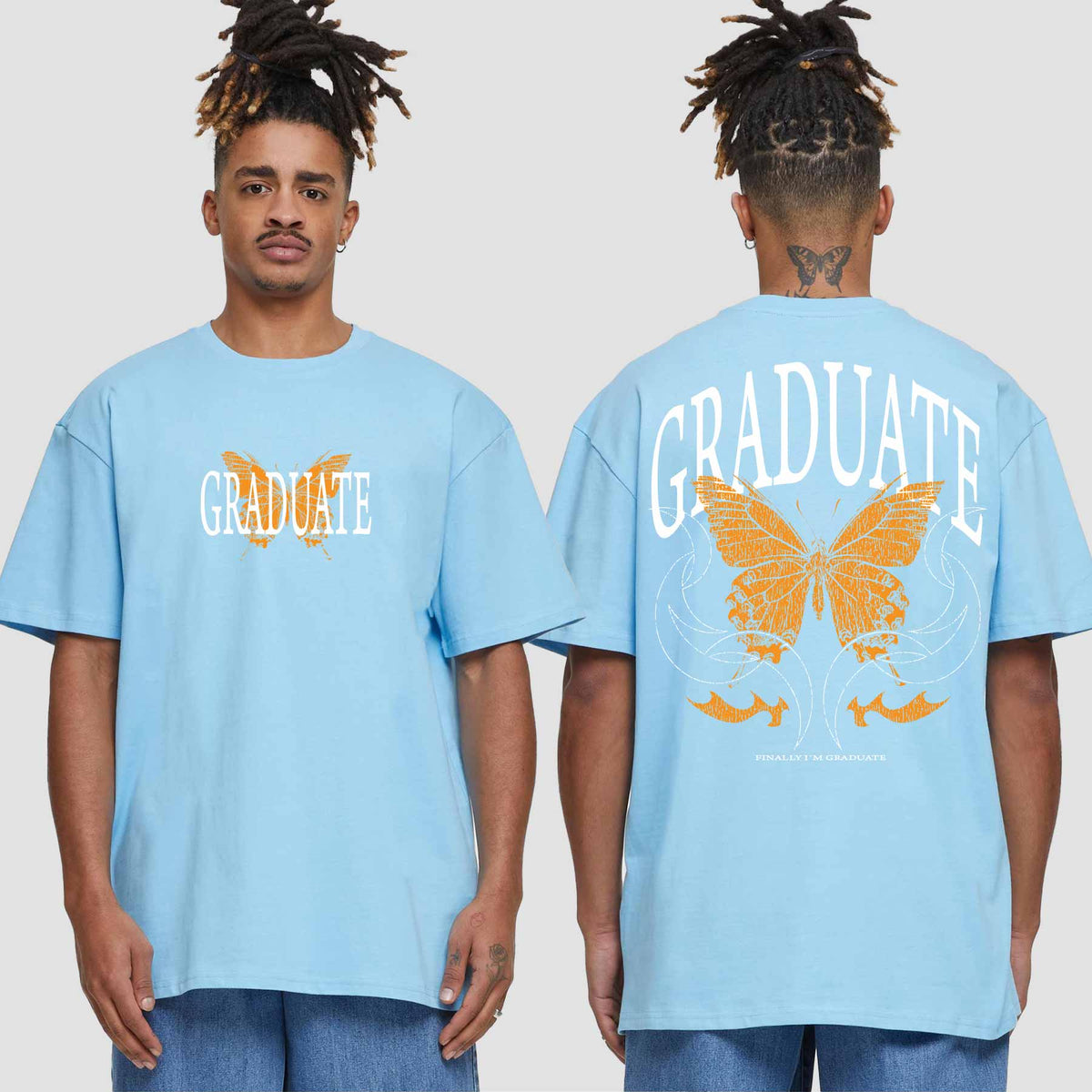 1052 "Graduate" Abi / Abschluss Oversize T-Shirt beidseitig bedruckt