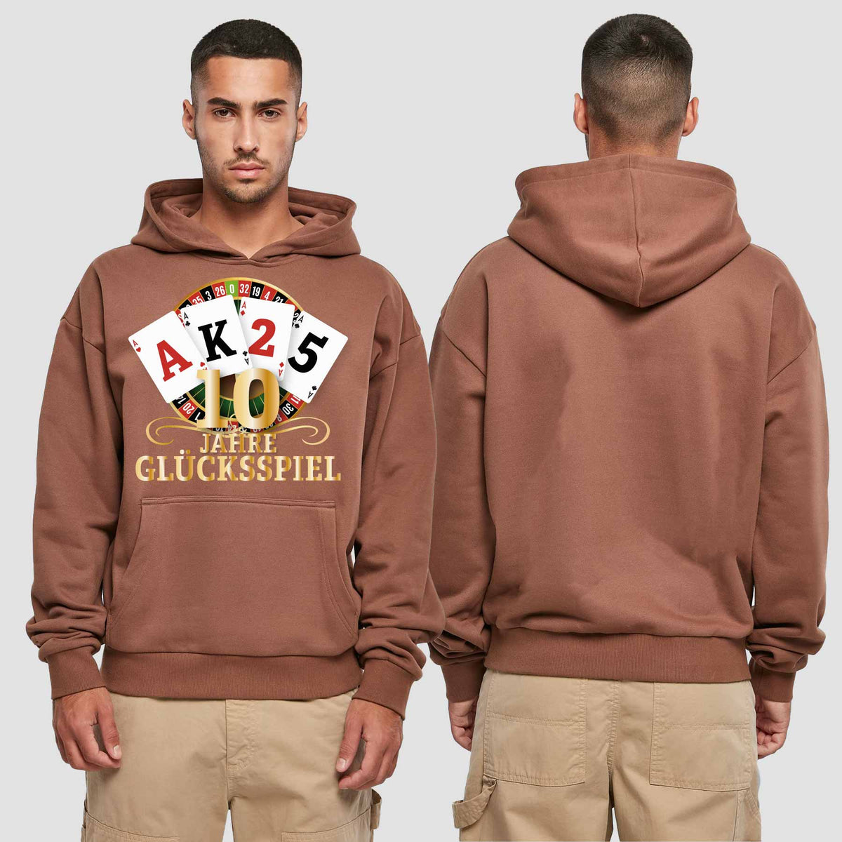 1009 "Glücksspiel" Abschluss Premium Oversize Hoodie einseitig bedruckt