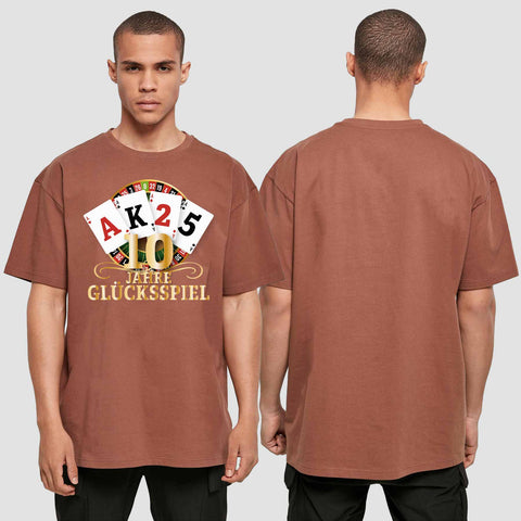 1009 "10 Jahre Glücksspiel" Abschluss Oversize T-Shirt einseitig bedruckt