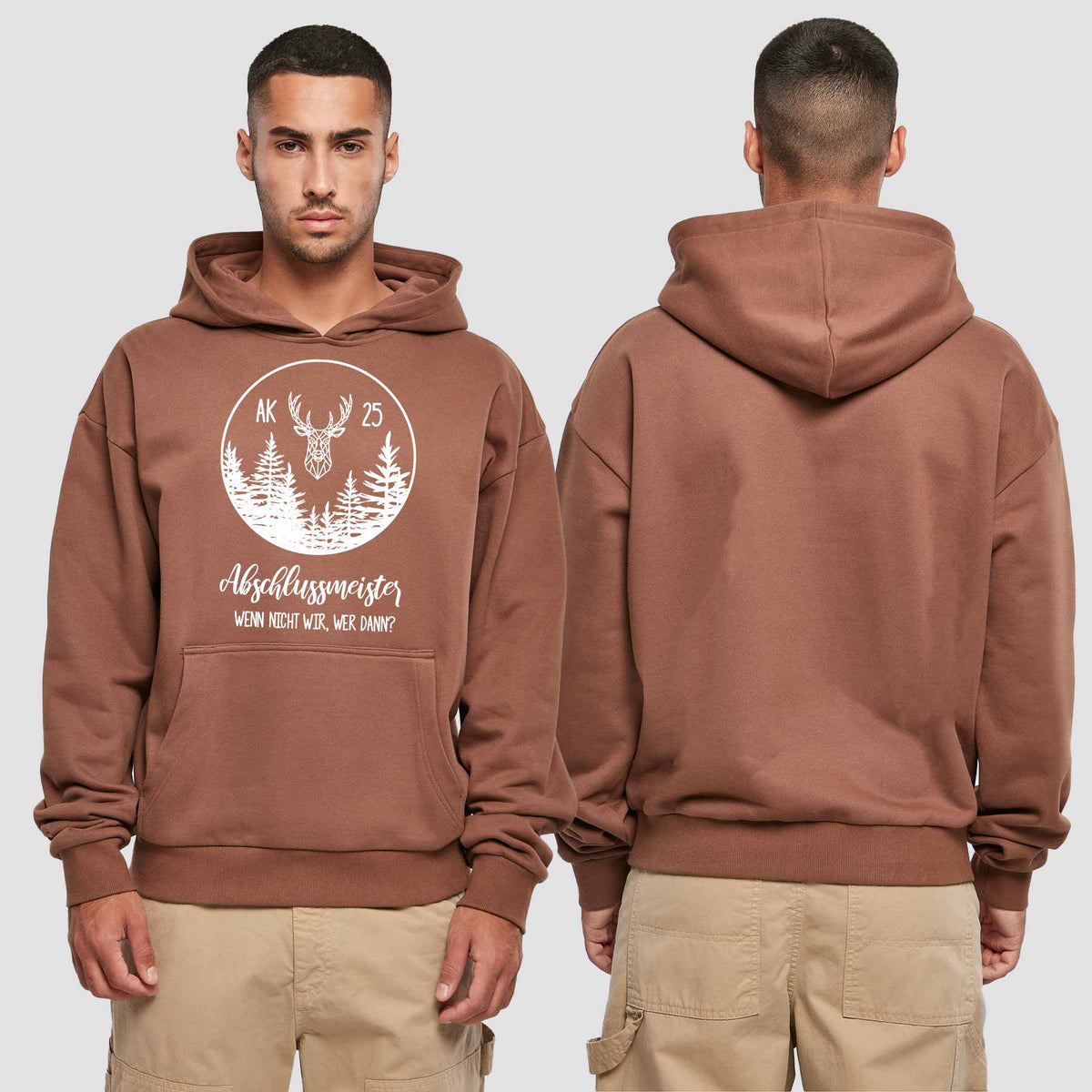 1018 "Abschlussmeister Polygon kreis" Abschluss Premium Oversize Hoodie einseitig bedruckt