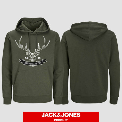 1015 "Absch(l)ussmeister polygon" Abschluss Hoodie by Jack&Jones einseitig bedruckt