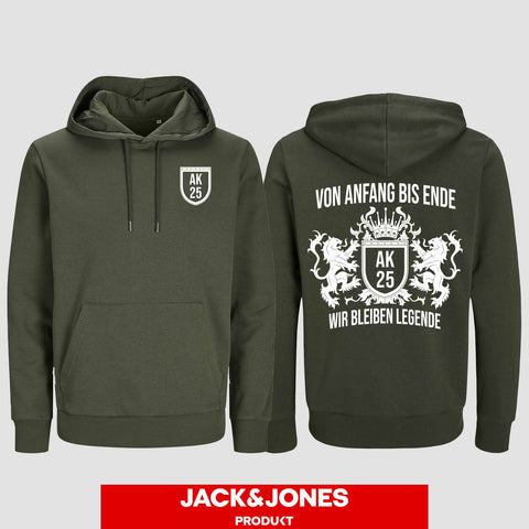 1023 "Von Anfang bis Ende" Abschluss Hoodie by Jack&Jones beidseitig bedruckt