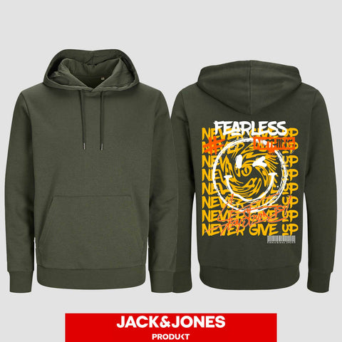 1020 "NEVER GIVE UP" Abschluss Hoodie by Jack&Jones einseitig bedruckt