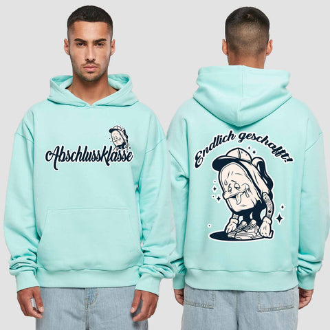 1058 "Endlich" Abschluss Premium Oversize Hoodie beidseitig bedruckt