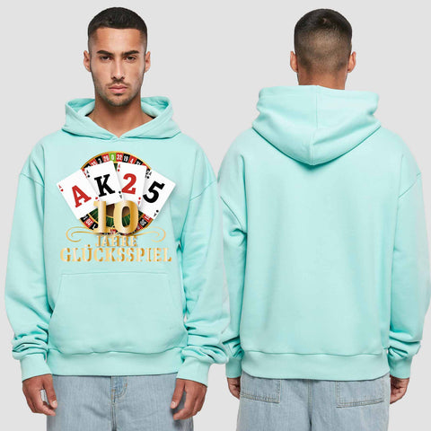 1009 "Glücksspiel" Abschluss Premium Oversize Hoodie einseitig bedruckt