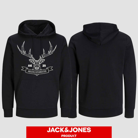 1015 "Absch(l)ussmeister polygon" Abschluss Hoodie by Jack&Jones einseitig bedruckt