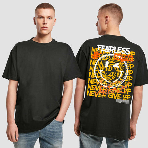 1020 "NEVER GIVE UP" Abschluss Oversize T-Shirt einseitig bedruckt