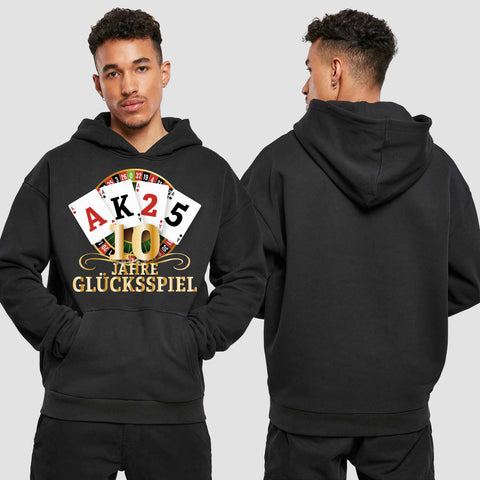 1009 "Glücksspiel" Abschluss Premium Oversize Hoodie einseitig bedruckt