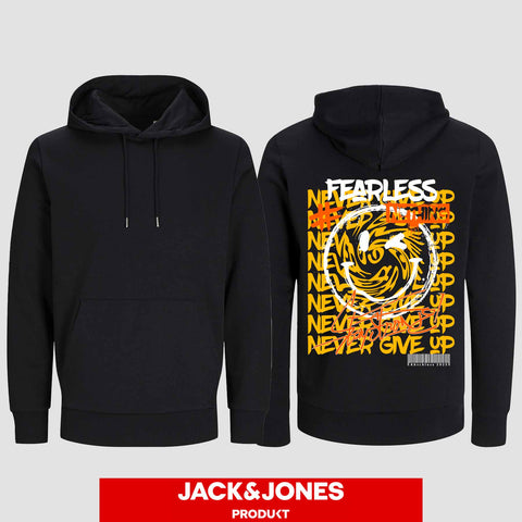 1020 "NEVER GIVE UP" Abschluss Hoodie by Jack&Jones einseitig bedruckt