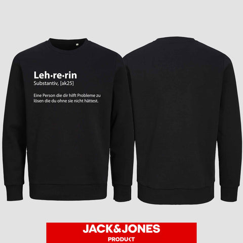 1049 "Definition Lehrerin" Abschluss Sweatshirt by Jack&Jones einseitig bedruckt