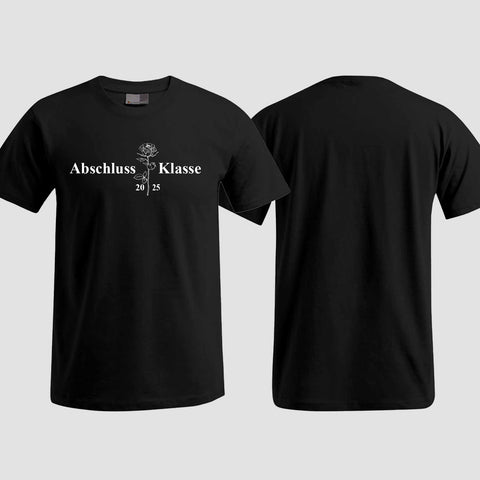 1019 "Abschluss Rose" Abschluss T-Shirt einseitig bedruckt