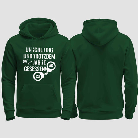 1008 "Unschuldig gesessen" Abschluss regular College Hoodie einseitig bedruckt