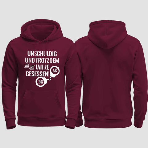 1008 "Unschuldig gesessen" Abschluss regular College Hoodie einseitig bedruckt