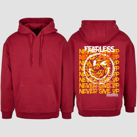 1020 "NEVER GIVE UP" Abschluss Oversize Hoodie einseitig bedruckt