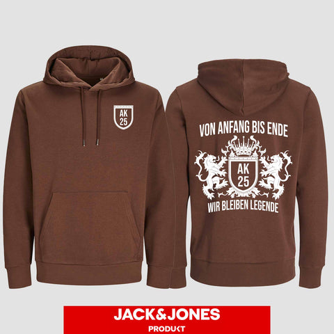 1023 "Von Anfang bis Ende" Abschluss Hoodie by Jack&Jones beidseitig bedruckt