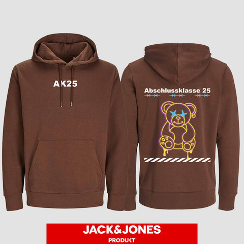 1016 "Teddy X" Abschluss Hoodie by Jack&Jones beidseitig bedruckt