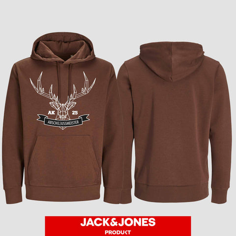 1015 "Absch(l)ussmeister polygon" Abschluss Hoodie by Jack&Jones einseitig bedruckt