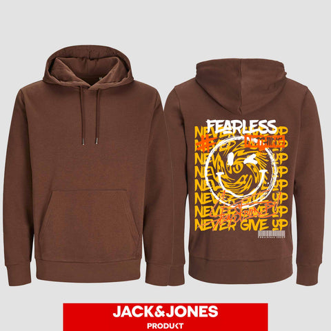 1020 "NEVER GIVE UP" Abschluss Hoodie by Jack&Jones einseitig bedruckt