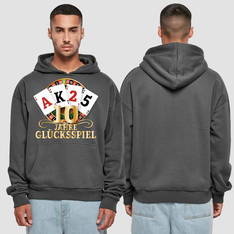 1009 "Glücksspiel" Abschluss Premium Oversize Hoodie einseitig bedruckt