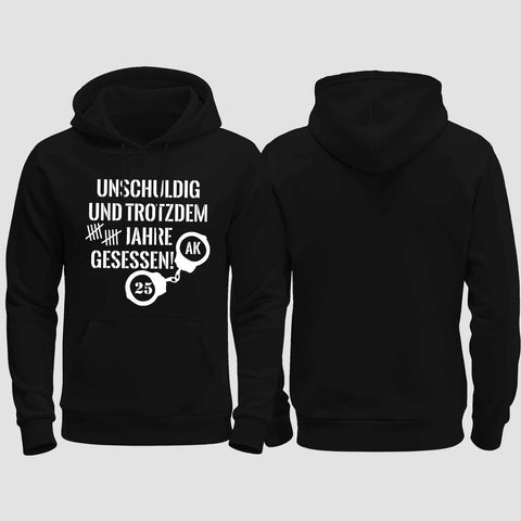 1008 "Unschuldig gesessen" Abschluss regular College Hoodie einseitig bedruckt