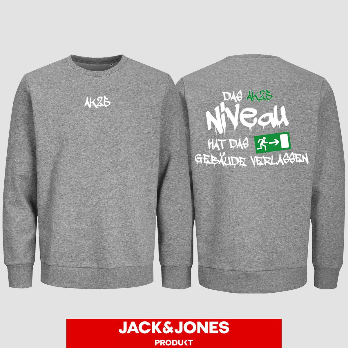 1035 "Niveau" Abschluss Sweatshirt by Jack&Jones beidseitig bedruckt