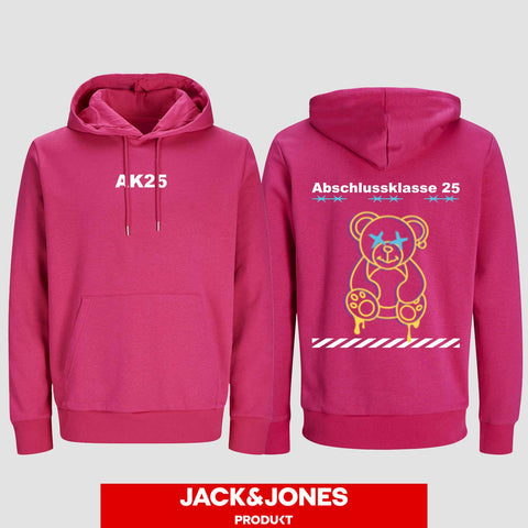 1016 "Teddy X" Abschluss Hoodie by Jack&Jones beidseitig bedruckt