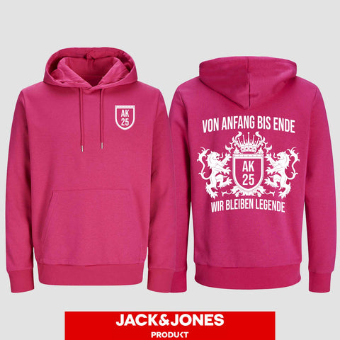 1023 "Von Anfang bis Ende" Abschluss Hoodie by Jack&Jones beidseitig bedruckt