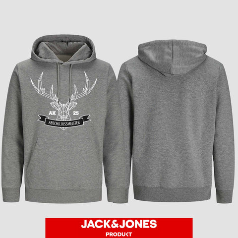 1015 "Absch(l)ussmeister polygon" Abschluss Hoodie by Jack&Jones einseitig bedruckt