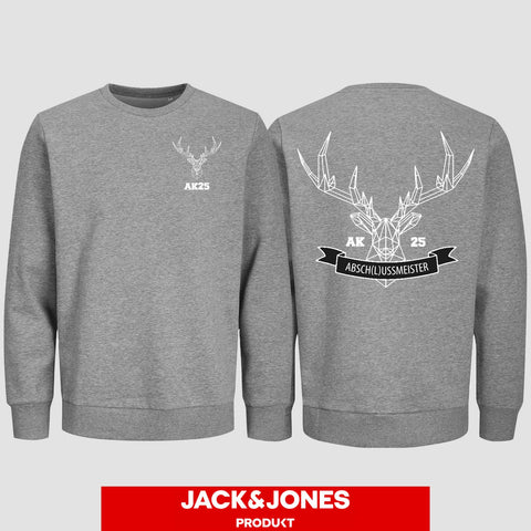 1017 "Abschlussmeister Polygon" Abschluss Sweatshirt by Jack&Jones beidseitig bedruckt