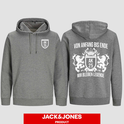 1023 "Von Anfang bis Ende" Abschluss Hoodie by Jack&Jones beidseitig bedruckt