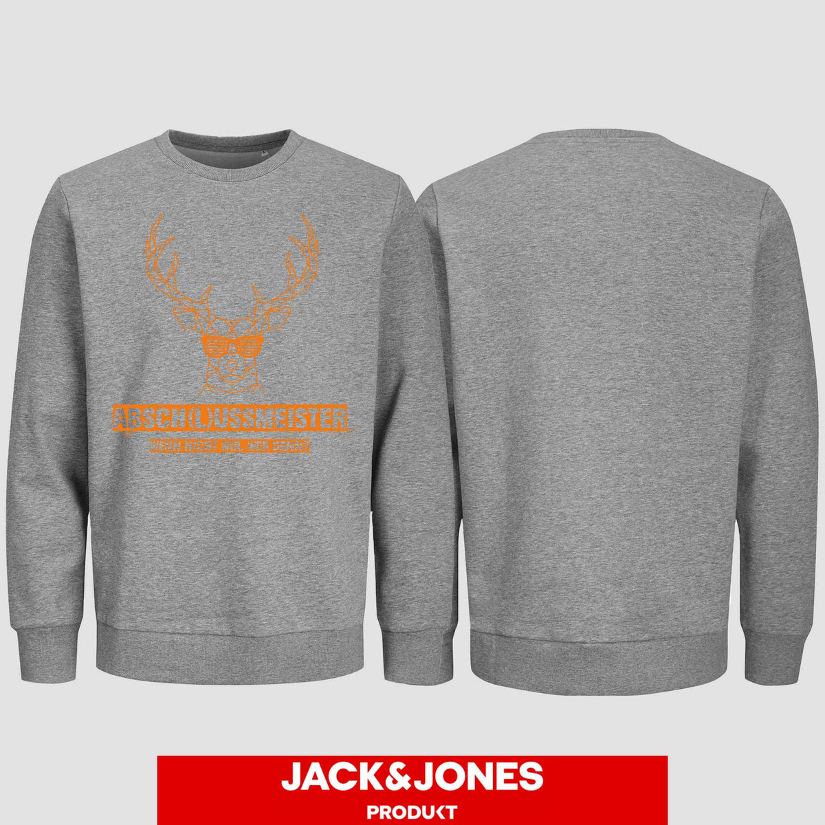 1013 "Abschlussmeister Brille" Abschluss Sweatshirt by Jack&Jones einseitig bedruckt