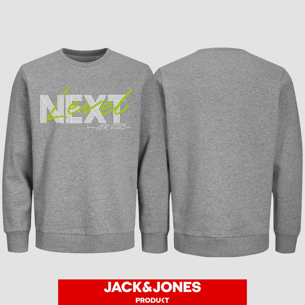 1045 "Next Level" Abschluss Sweatshirt by Jack&Jones einseitig bedruckt