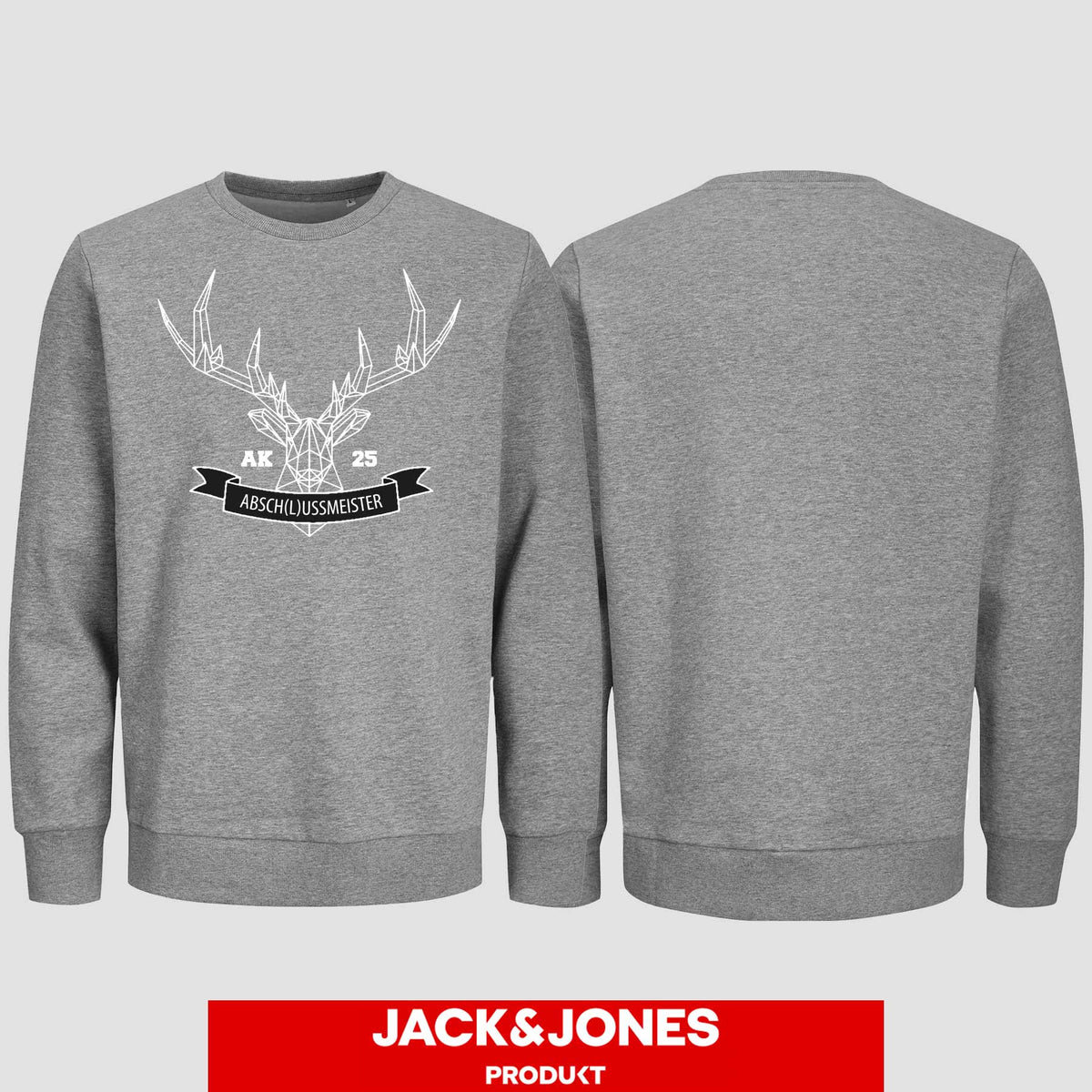 1015 "Abschlussmeister Polygon" Abschluss Sweatshirt by Jack&Jones einseitig bedruckt