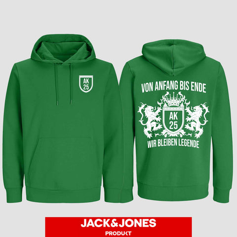 1023 "Von Anfang bis Ende" Abschluss Hoodie by Jack&Jones beidseitig bedruckt