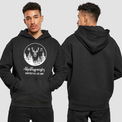 1018 "Abschlussmeister Polygon kreis" Abschluss Premium Oversize Hoodie einseitig bedruckt