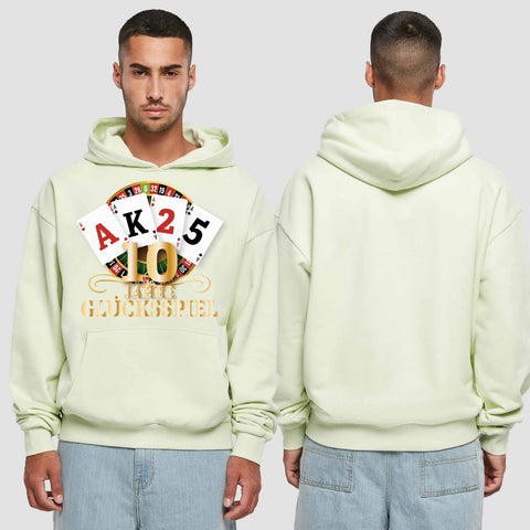 1009 "Glücksspiel" Abschluss Premium Oversize Hoodie einseitig bedruckt